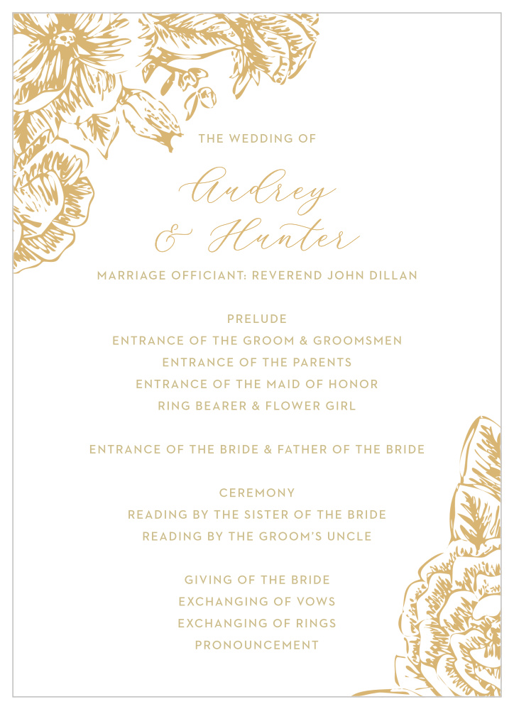 Golden Wildflowers Wedding Programs
