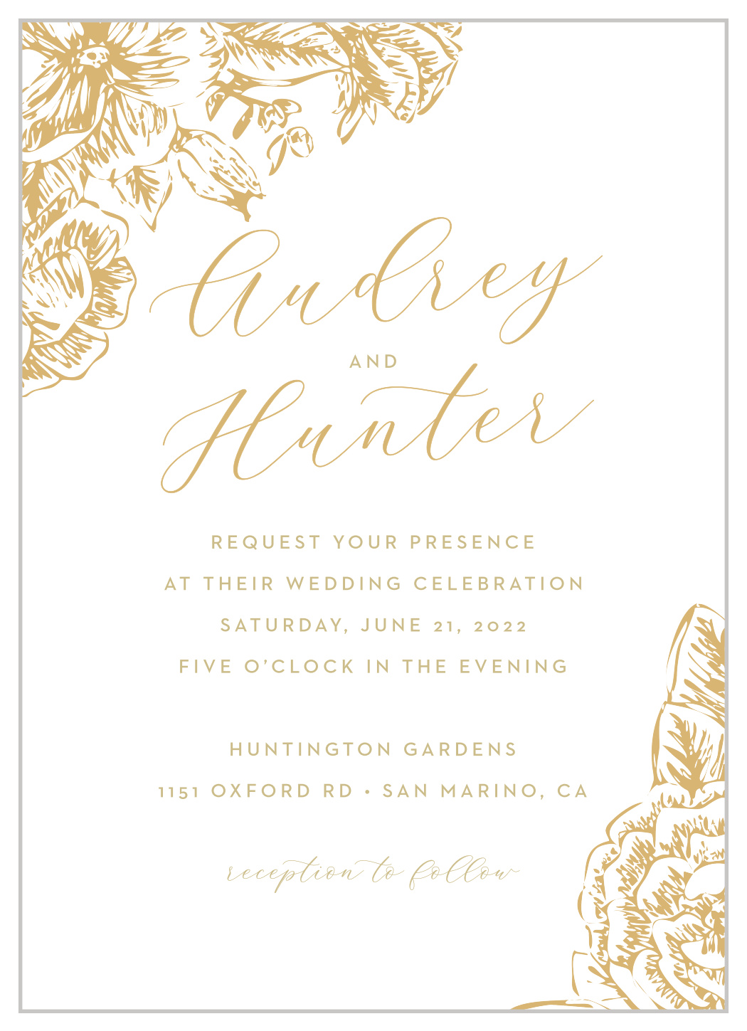 Golden Wildflowers Wedding Invitations
