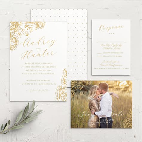 Golden Wildflowers Wedding Invitations