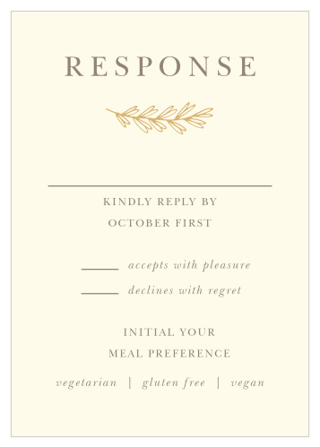 Get an exact head count of your wedding guests with our Foliage Arch Resoonse Cards!
