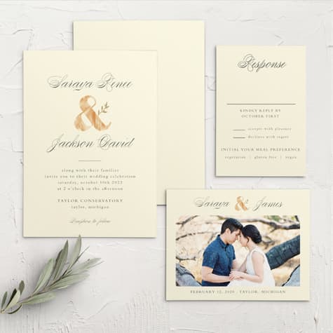 Rustic Ampersand Wedding Invitations