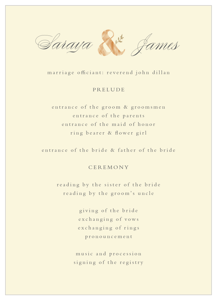 Rustic Ampersand Wedding Programs