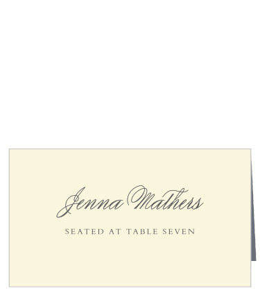 Ensure that your assigned seating is diligently followed with the lovely styling of our Rustic Ampersand Place Cards. Beautiful calligraphy spells out each guest's name along the bottom of the card, just above the table number and in a sheer black that stands out sharply against the champagne background. 