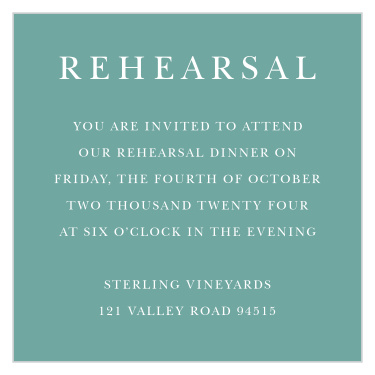 Your rehearsal is one of the most important parts of your wedding, so make sure everyone makes it with our Mauve Medley Rehearsal Cards!  