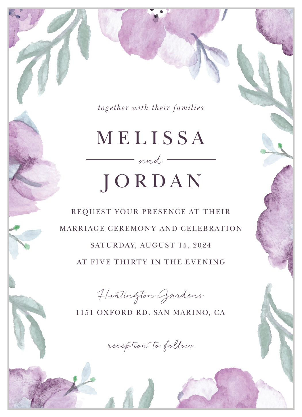 Mauve Medley Wedding Invitations
