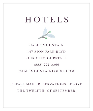 Mauve Medley Accommodation Cards