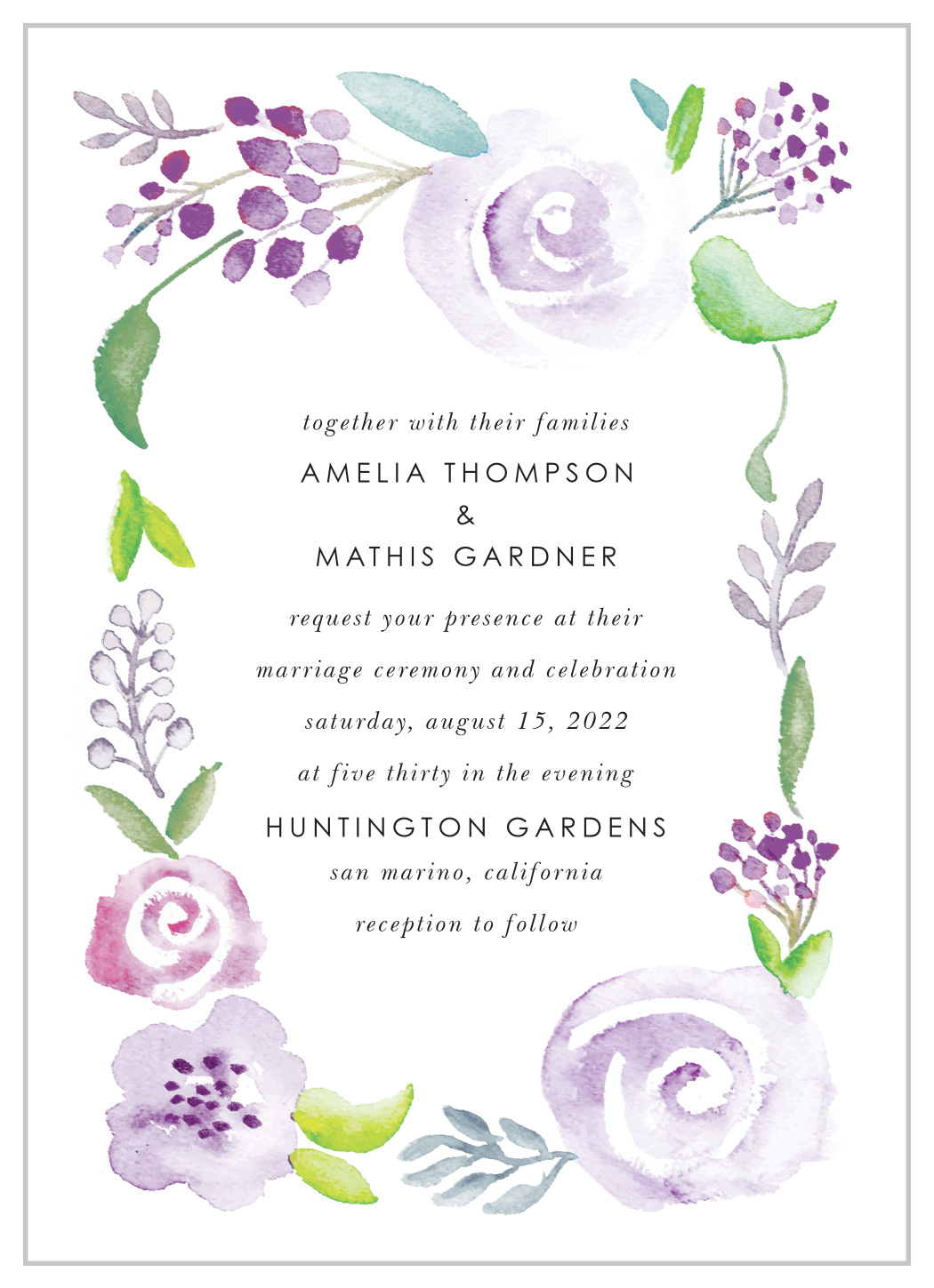 Mauve Florals Wedding Invitations