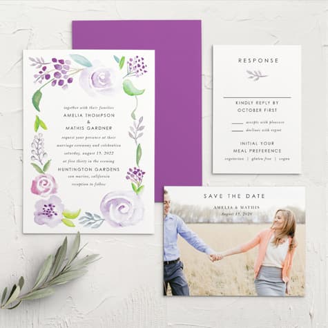 Mauve Florals Wedding Invitations