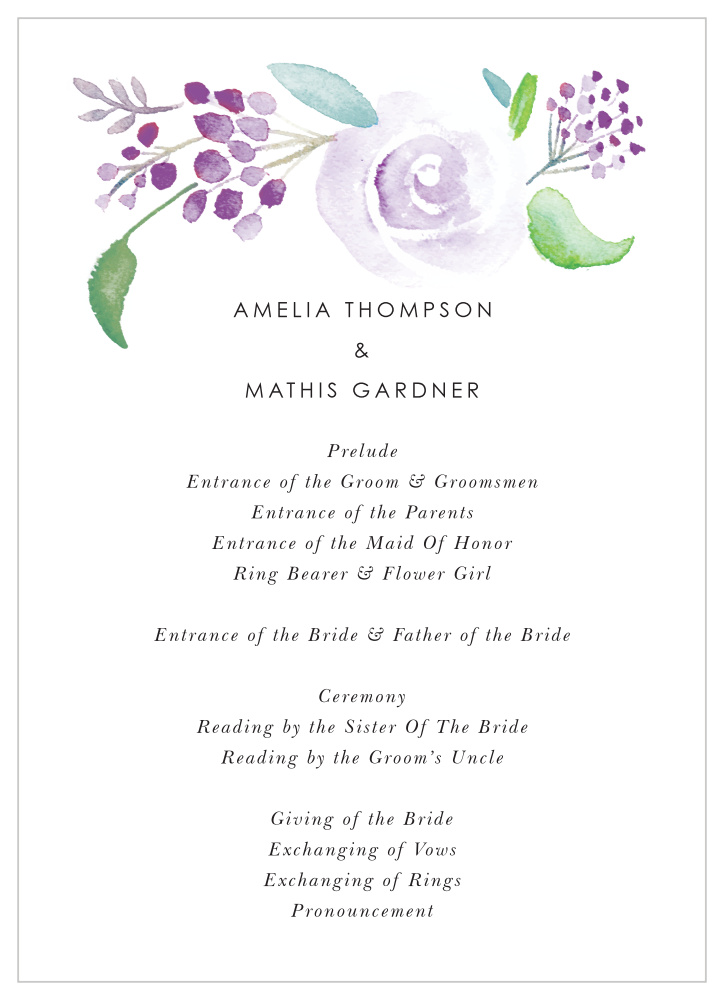 Mauve Florals Wedding Programs