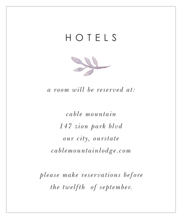 Mauve Florals Accommodation Cards