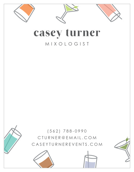 Our Mixologist Glasses Business Stationery is fun and eye-catching!