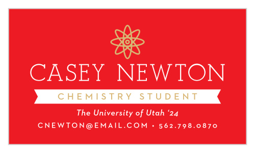 Our Chemistry Student Business Cards are a great way to promote yourself while you are in college or graduate school!