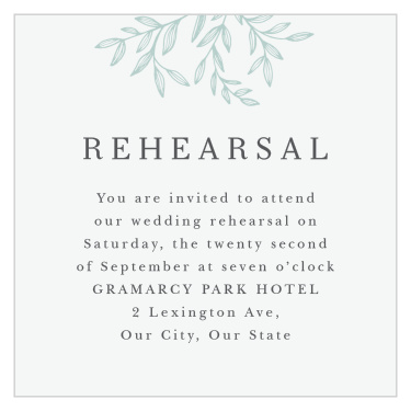 Practice makes perfect. Bring family and friends together the night before your wedding with our Photo Split Rehearsal Cards.