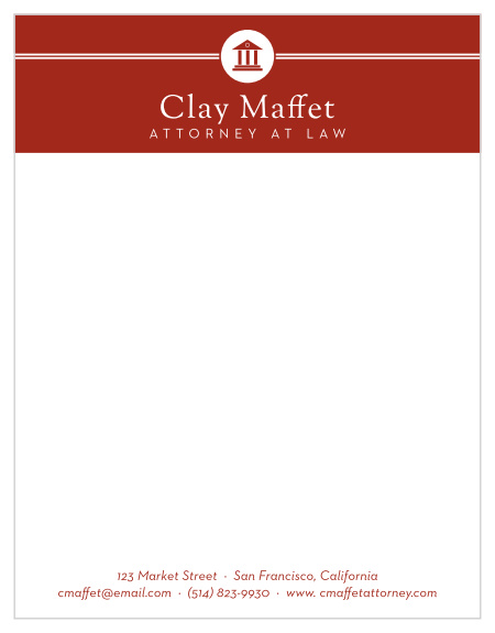 The crisp red and elegant courthouse graphic give this Court Seal Business Stationery a clean and professional look.