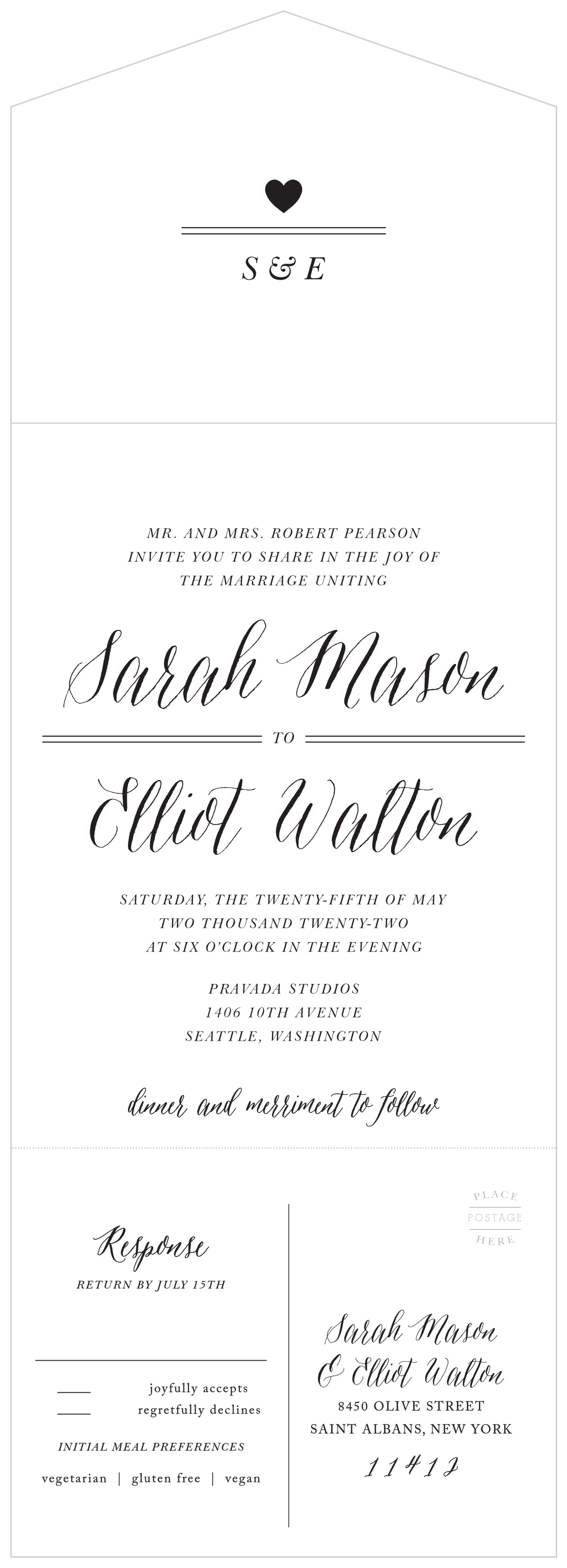 Rustic Chic Seal & Send Wedding Invitations