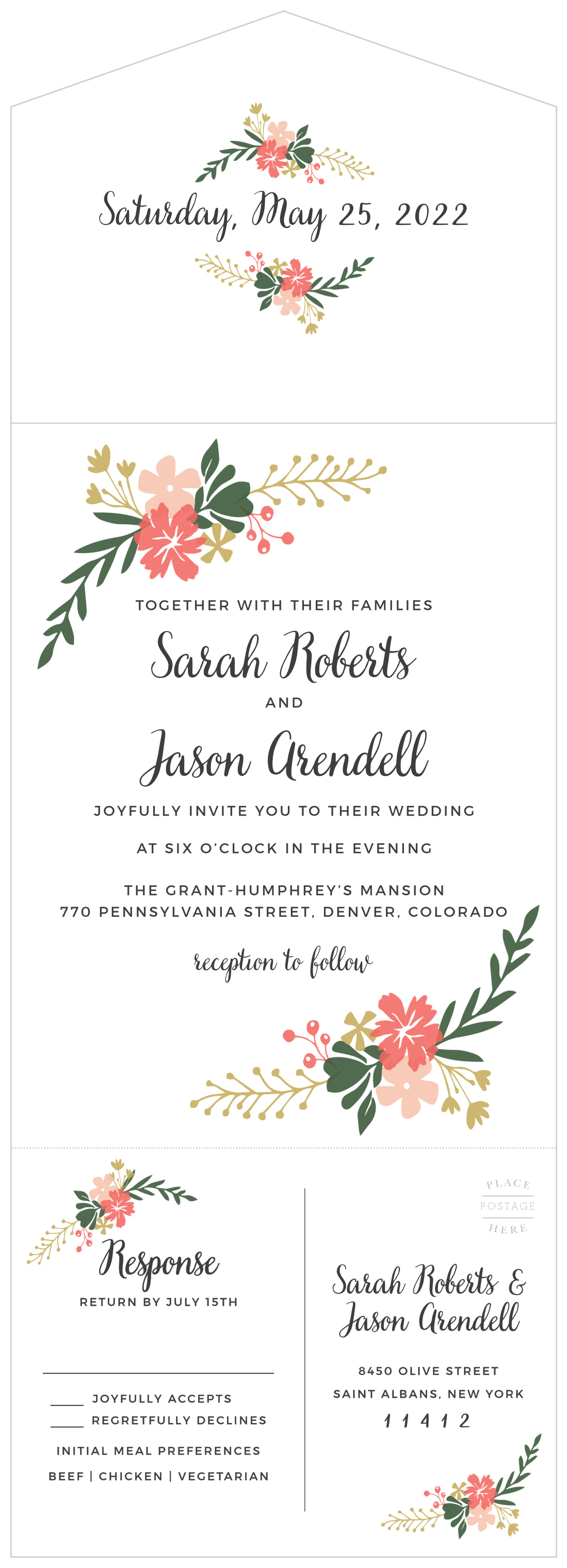 Garden Party Seal & Send Wedding Invitations