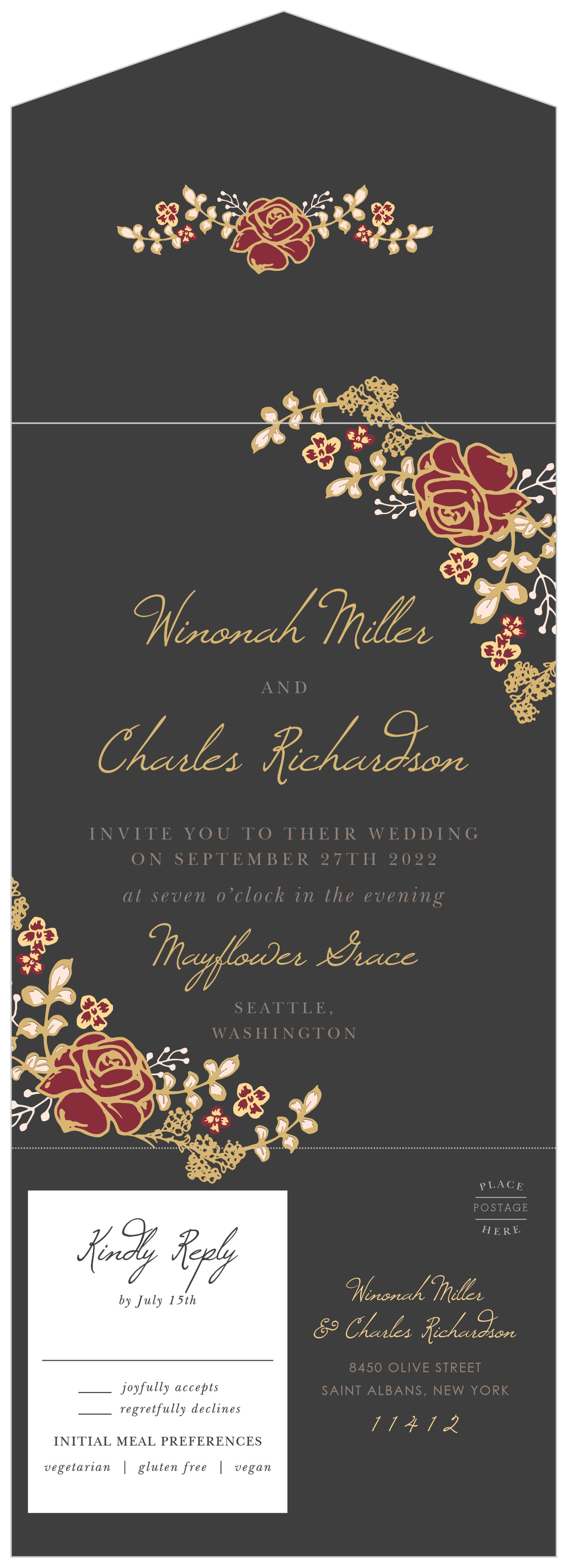 Opulent Floweret Seal & Send Wedding Invitations