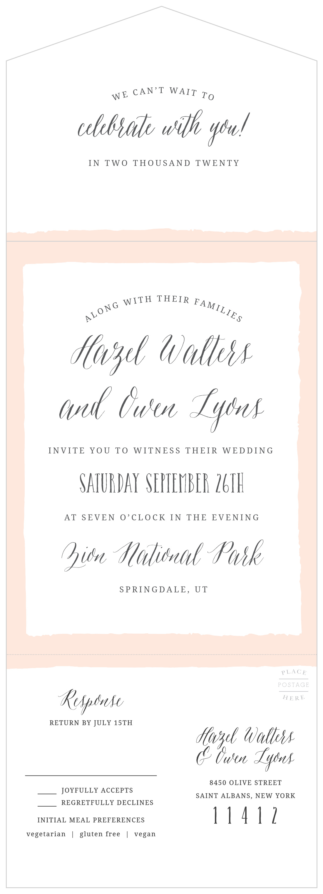 Painted Border Seal & Send Wedding Invitations
