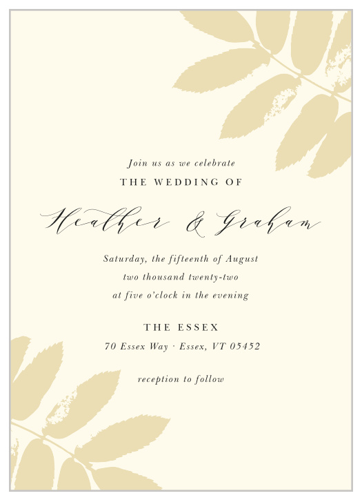 Our Gilded Leaf Wedding Invitations are perfect for a couple looking for a dignified and elegant design.