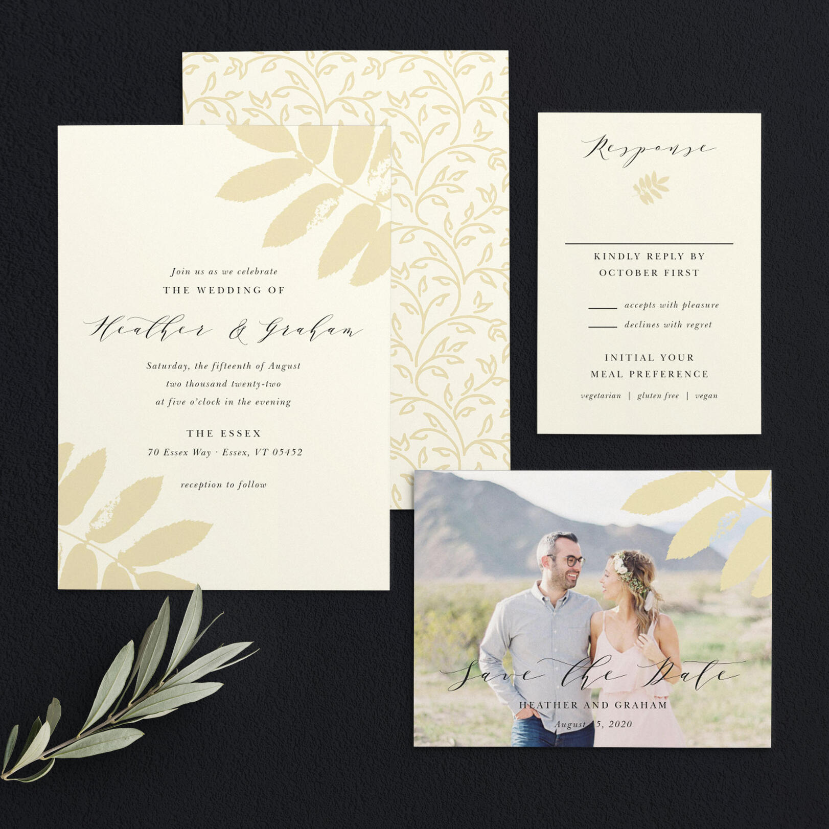 Gilded Leaf Wedding Invitations by Basic Invite