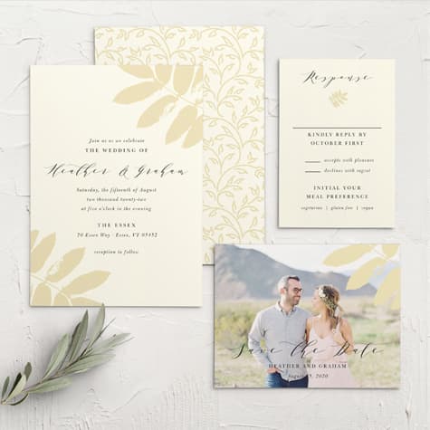 Gilded Leaf Wedding Invitations