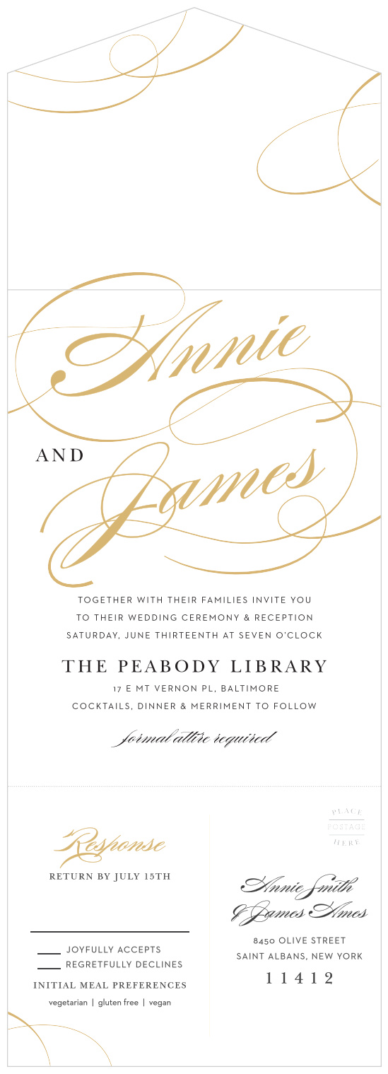 Luxury and refinement marry in The Simplicity Seal & Send Wedding Invitations.