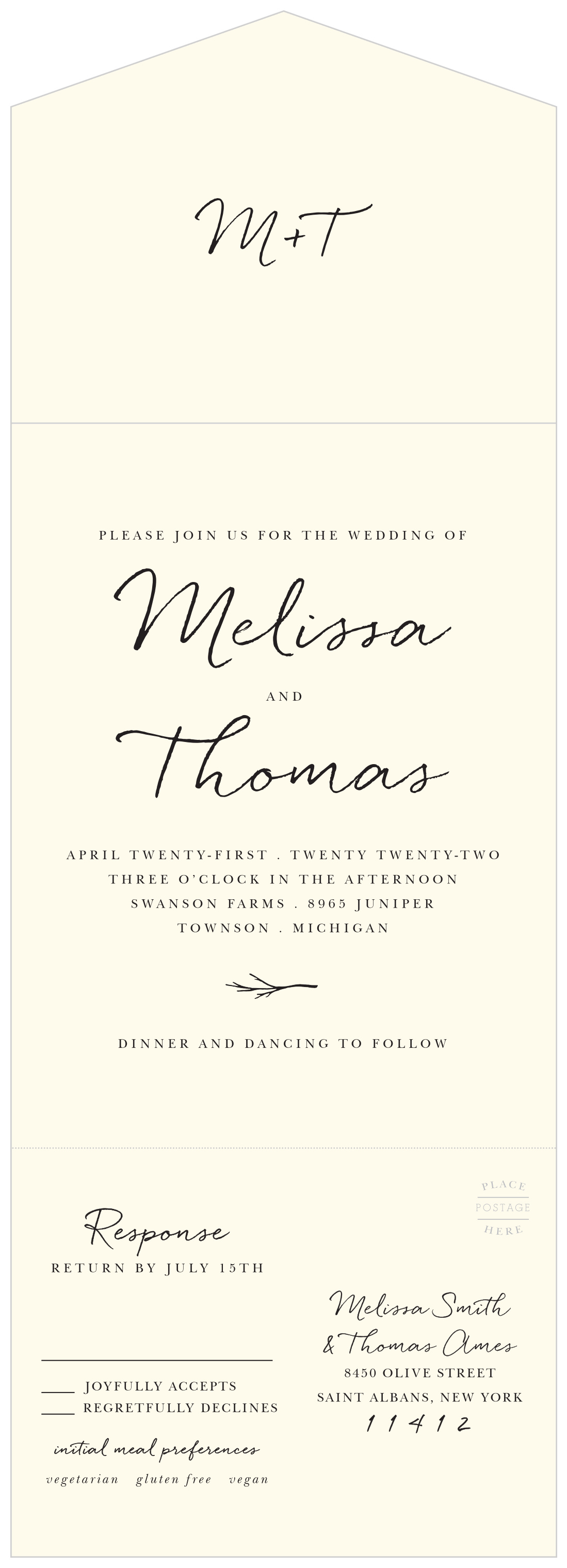 Weathered Twig Seal & Send Wedding Invitations