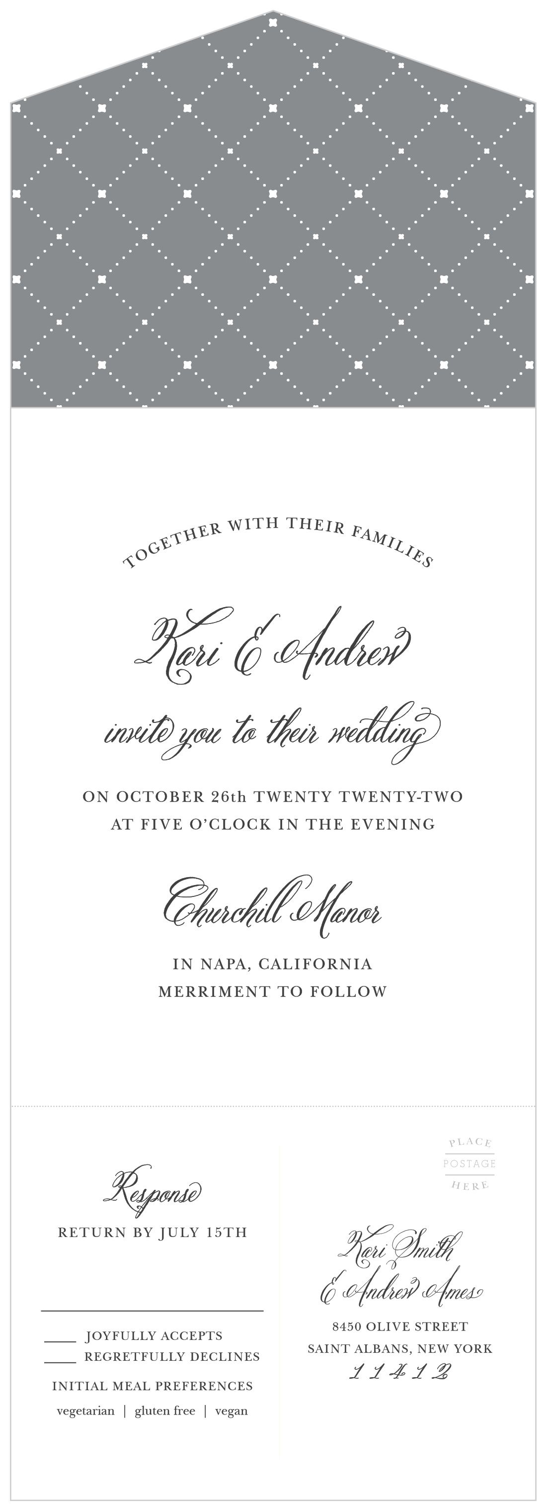 Timeless Script Seal & Send Wedding Invitations