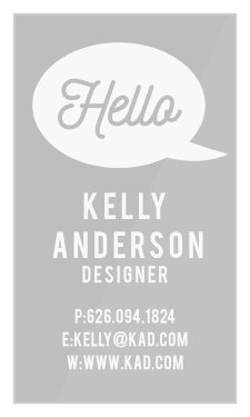 Our Hello Bubble Clear Business Cards utilize modern minimalism as a core feature of their design, each of your contact details spelled out in a simple, clean-cut typography. With a small speech bubble and corresponding greeting to serve as an eye-catching introduction, these cards are guaranteed to provide you with your best first impression yet.