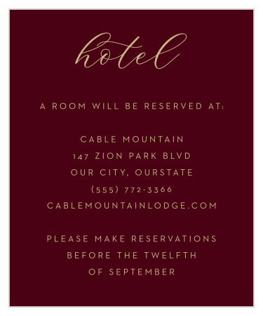Our Redwood Forest Accommodation Cards will ensure that your guests have a comfortable stay when they come to town for your wedding!