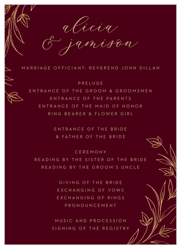 Redwood Forest Wedding Programs