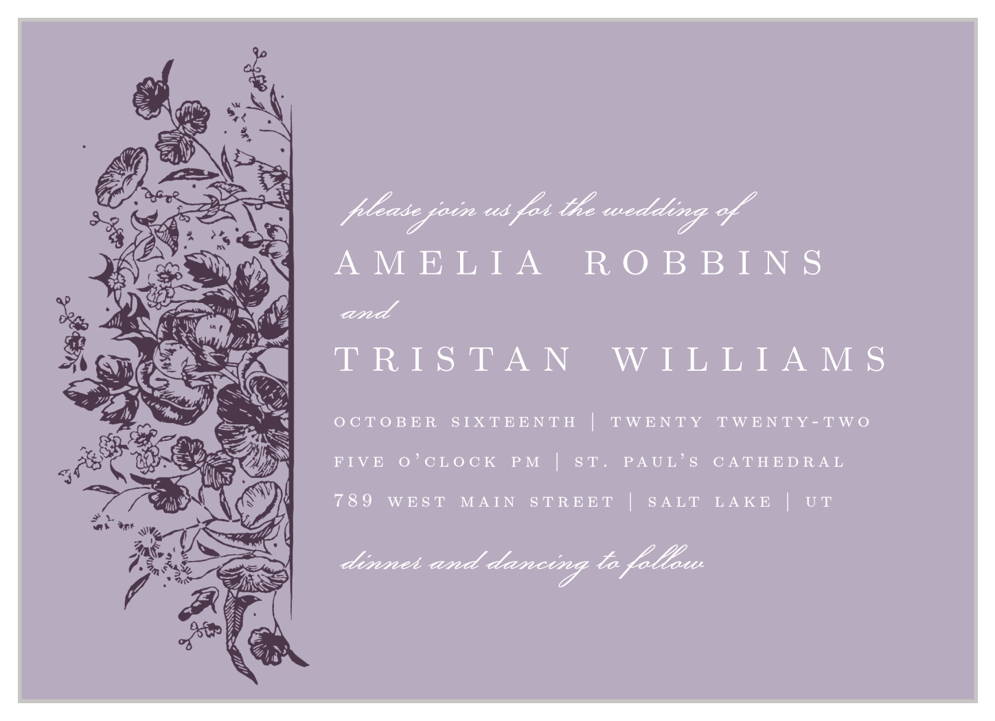 Lilac Wildflowers Wedding Invitations