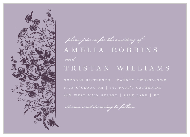 The Lilac Wildflowers Wedding Invitation is the perfect way to bring together the people you cherish most.