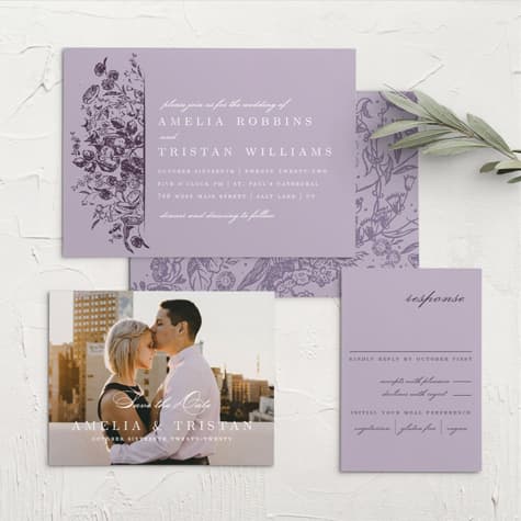 Lilac Wildflowers Wedding Invitations