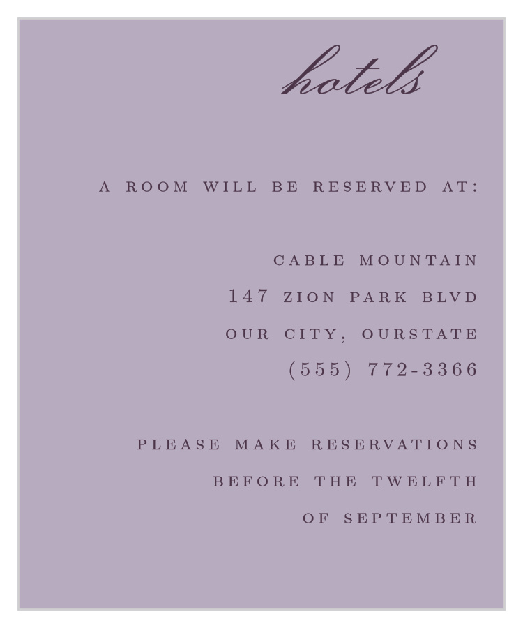 Lilac Wildflowers Accommodation Cards