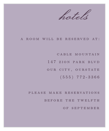 With the Lilac Wildflower Accommodation Cards, you can help your guests have the best stay possible for your special day!