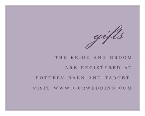 Get not only the gifts you need but the gifts you want with the Lilac Wildflowers Registry Cards!