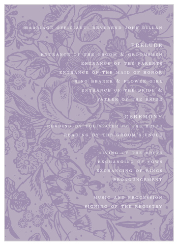 Walk your guests through every step of your ceremony with the Lilac Wildflowers Wedding Program! 
