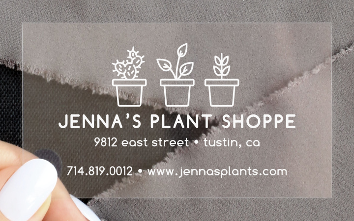 Cute Plants Clear Business Cards