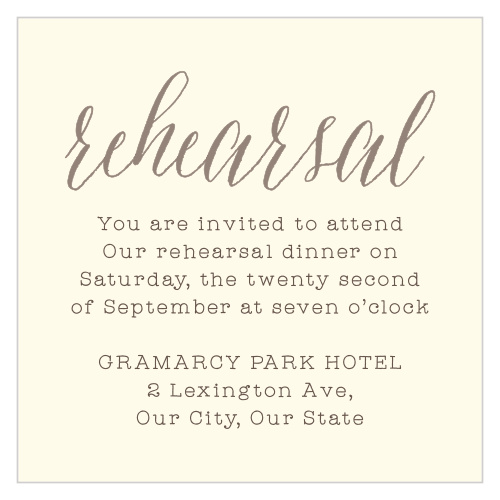 Have a lovely little dinner before your wedding day with our Wildflower Ampersand Rehearsal Cards. Gather your friends and family together with the neatly written details on each card, a beautiful old-bronze against the cream background. With elegant calligraphy to top the page as an eye-catching beginning, these cards are a perfect fit for your wedding themes.