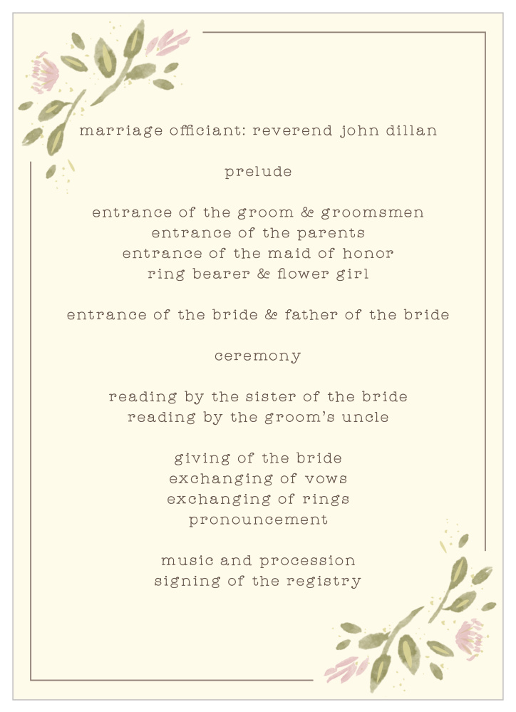 Wildflower Ampersand Wedding Programs