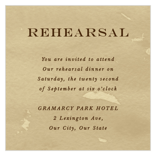 Your rehearsal is an incredibly important part of the wedding festivities, so ensure that everyone makes it to yours by sending out the Leaves of Fall Rehearsal Cards. T