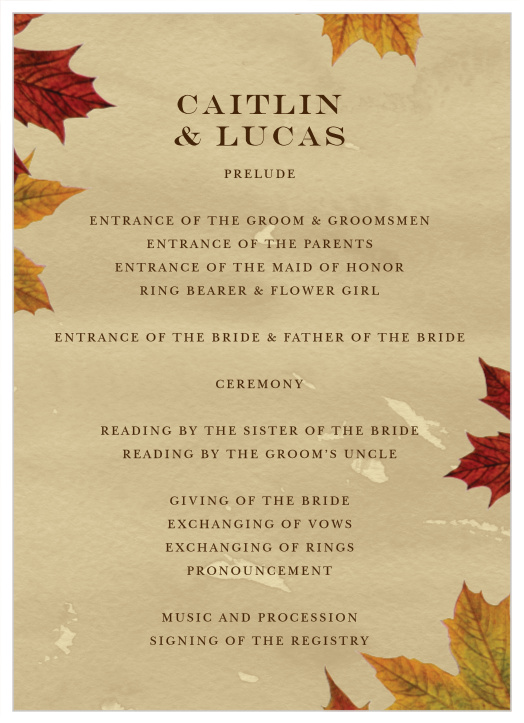 Leaves of Fall Wedding Invitations by Basic Invite