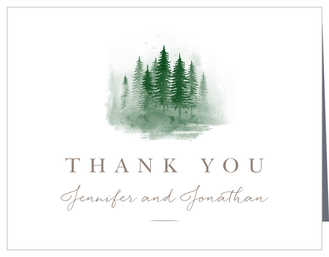 Watercolor Pines Wedding Thank You Cards