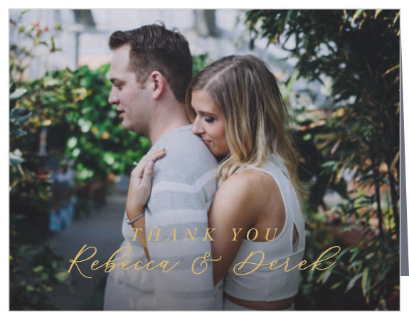 Set the scene of our Moody Mountains Wedding Thank You Cards with a photo of you and your spouse.
