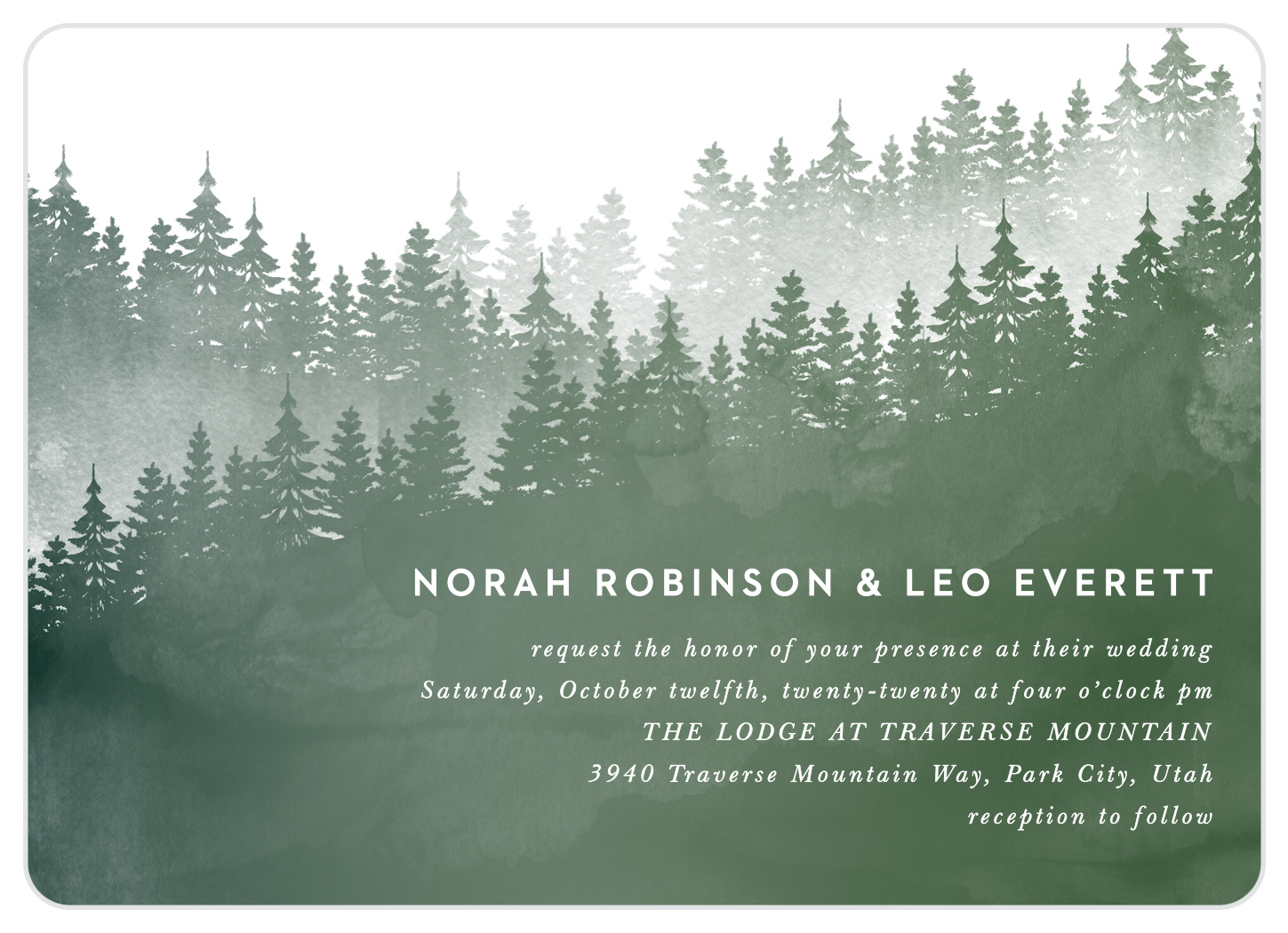 Forest Watercolor Wedding Invitations