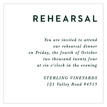 Our Forest Watercolor Rehearsal Cards are the perfect way to gather everyone you need for your upcoming rehearsal event. 