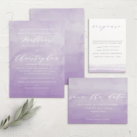 Lilac Dip Dye Wedding Invitations