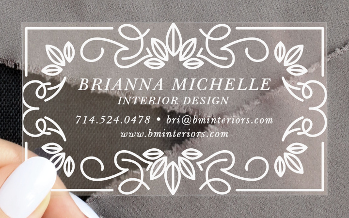 Ornate Frame Clear Business Cards