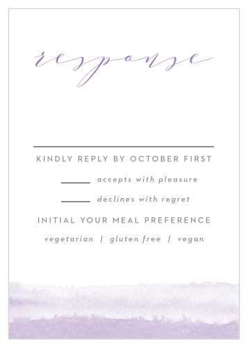 Getting all the necessary information from your wedding guests has never been easier than with our Lilac Dip Dye Response Cards!